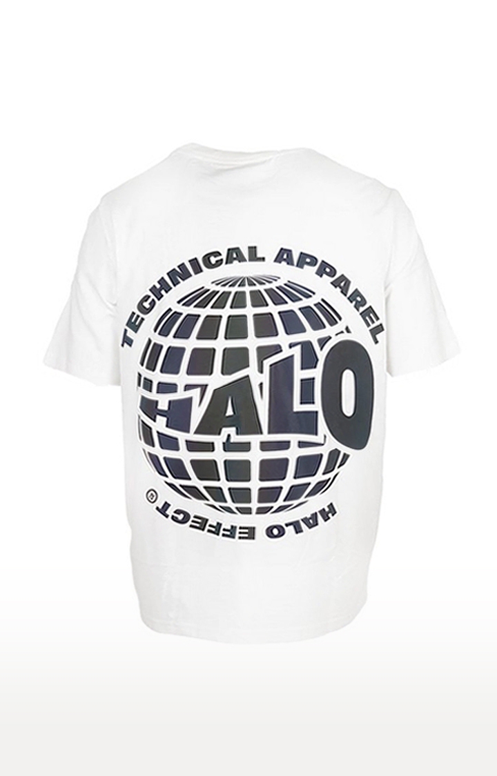 Halo Effect | Men's White Cotton Typographic Oversized T-Shirts