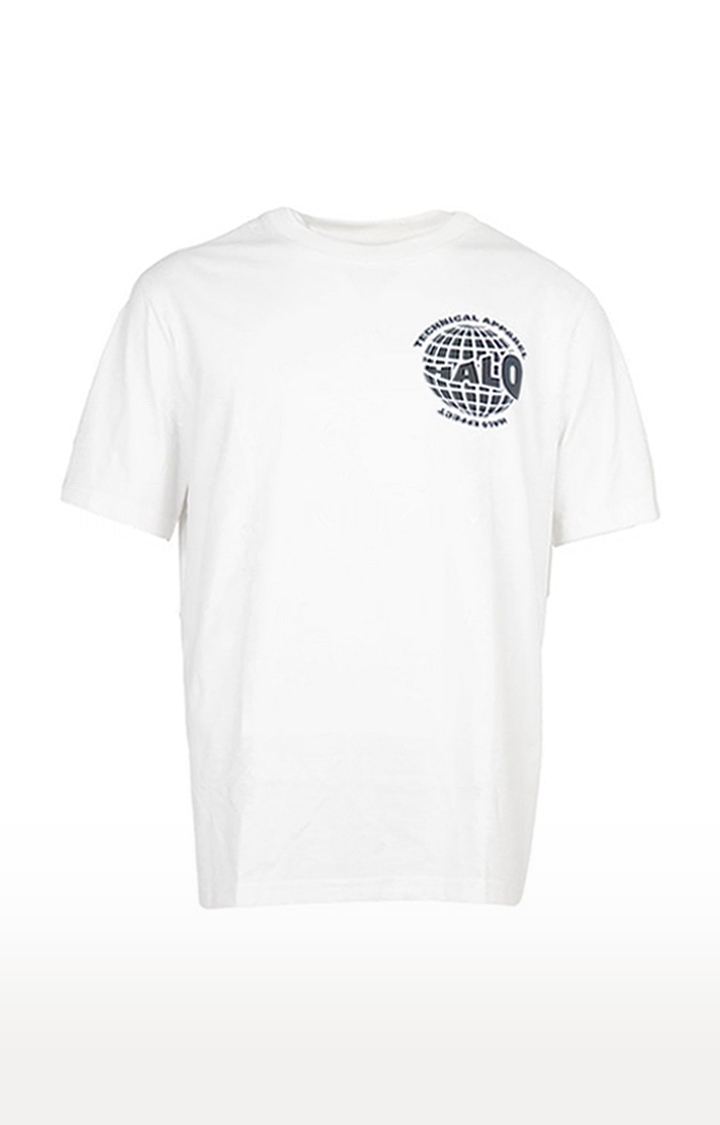 Men's White Cotton Typographic Oversized T-Shirts