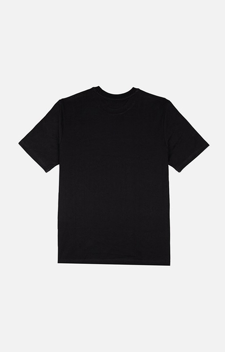 Men's Black Cotton Typographic Oversized T-Shirts