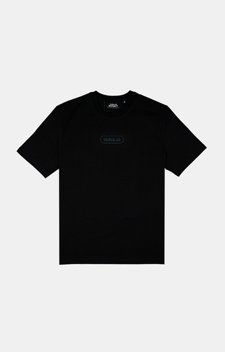 Men's Black Cotton Typographic Oversized T-Shirts