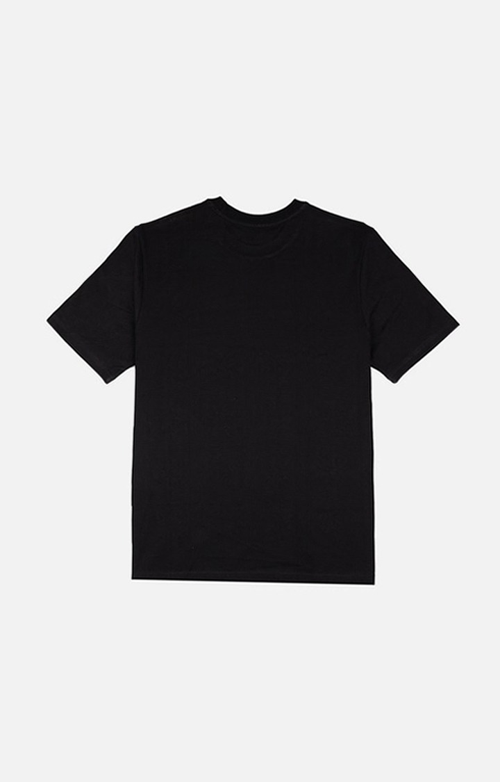 Men's Black Cotton Typographic Oversized T-Shirts