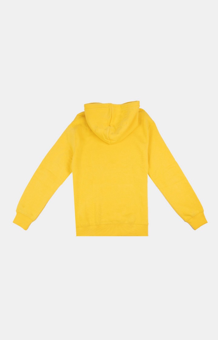 Women's Yellow Cotton Typographic Hoodies