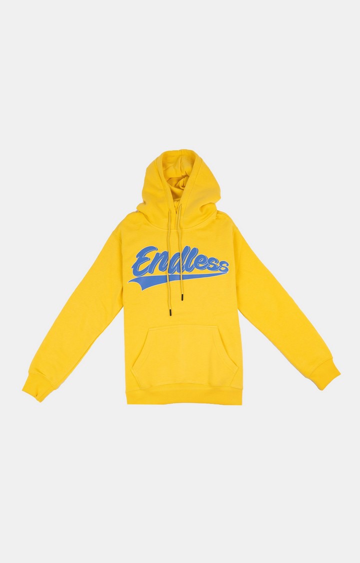 Women's Yellow Cotton Typographic Hoodies