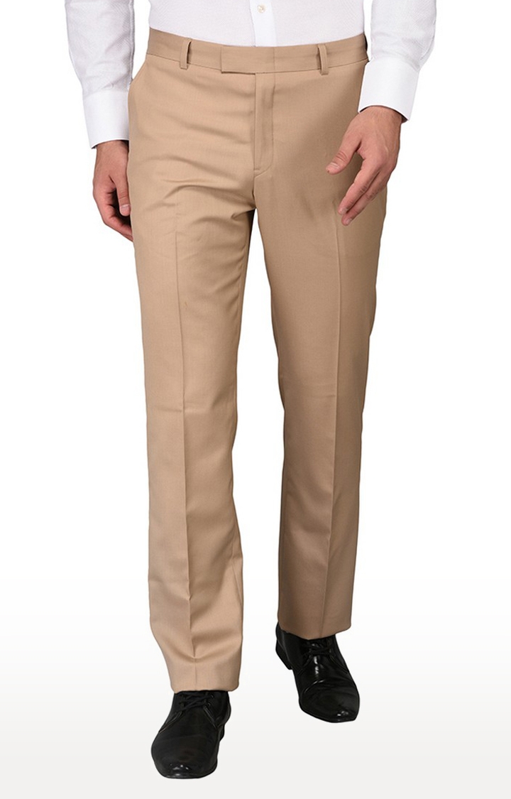 JadeBlue | TJBC76/1,TAN SELF (LT) Men's Beige Rayon Solid Formal Trousers 0
