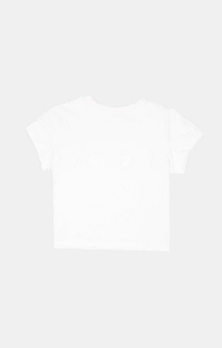 Women's White Cotton Typographic Boxy T-Shirt