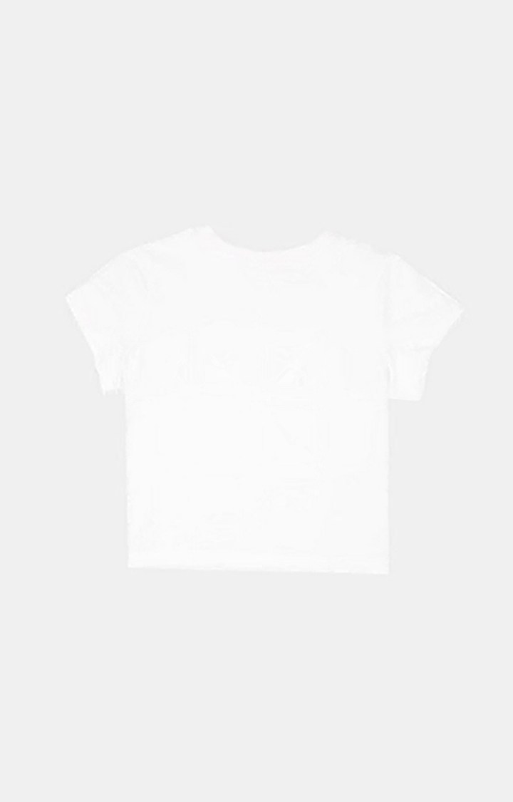 Women's White Cotton Typographic Boxy T-Shirt