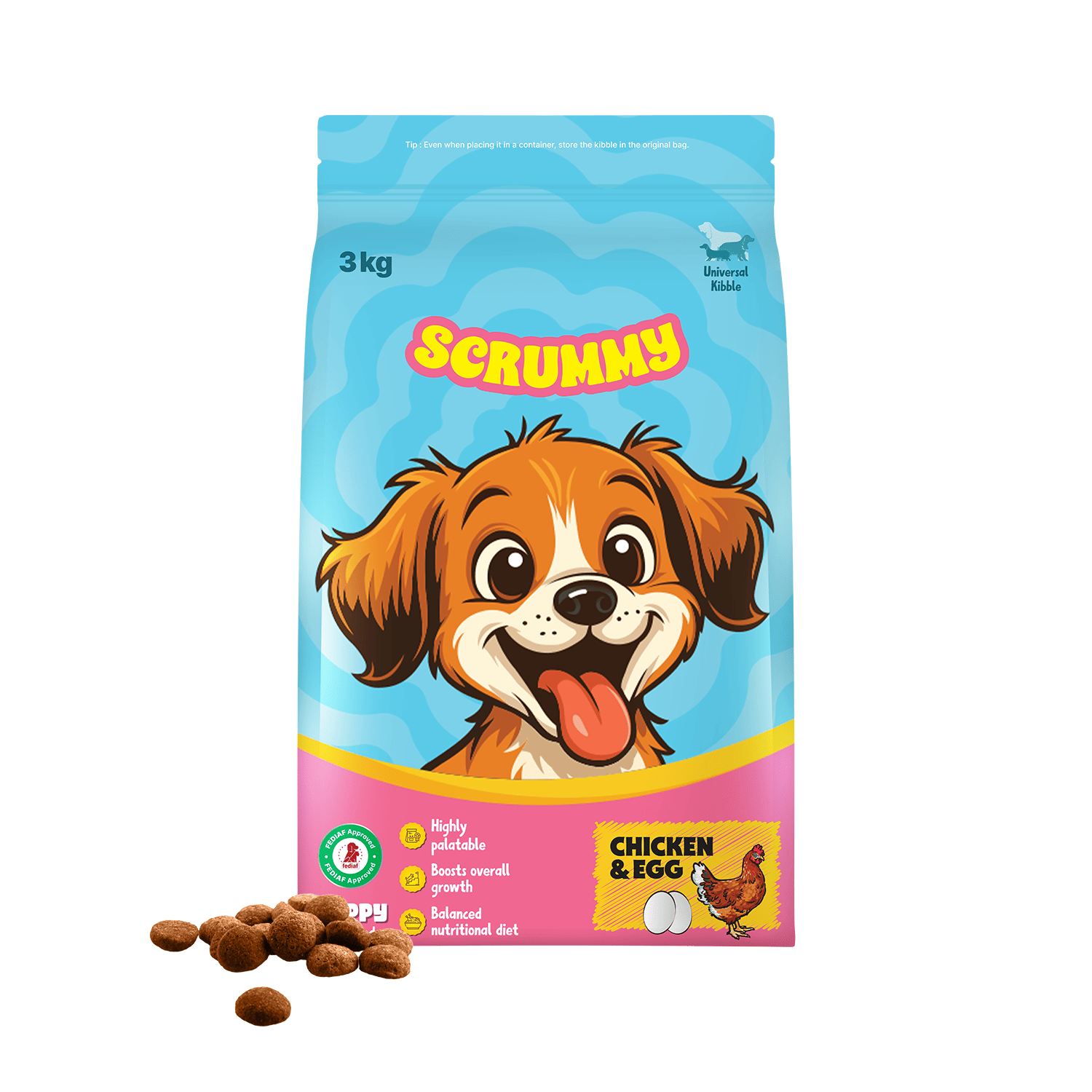 Scrummy Chicken and Egg Puppy All Breeds Kibble Dry Food for Dogs