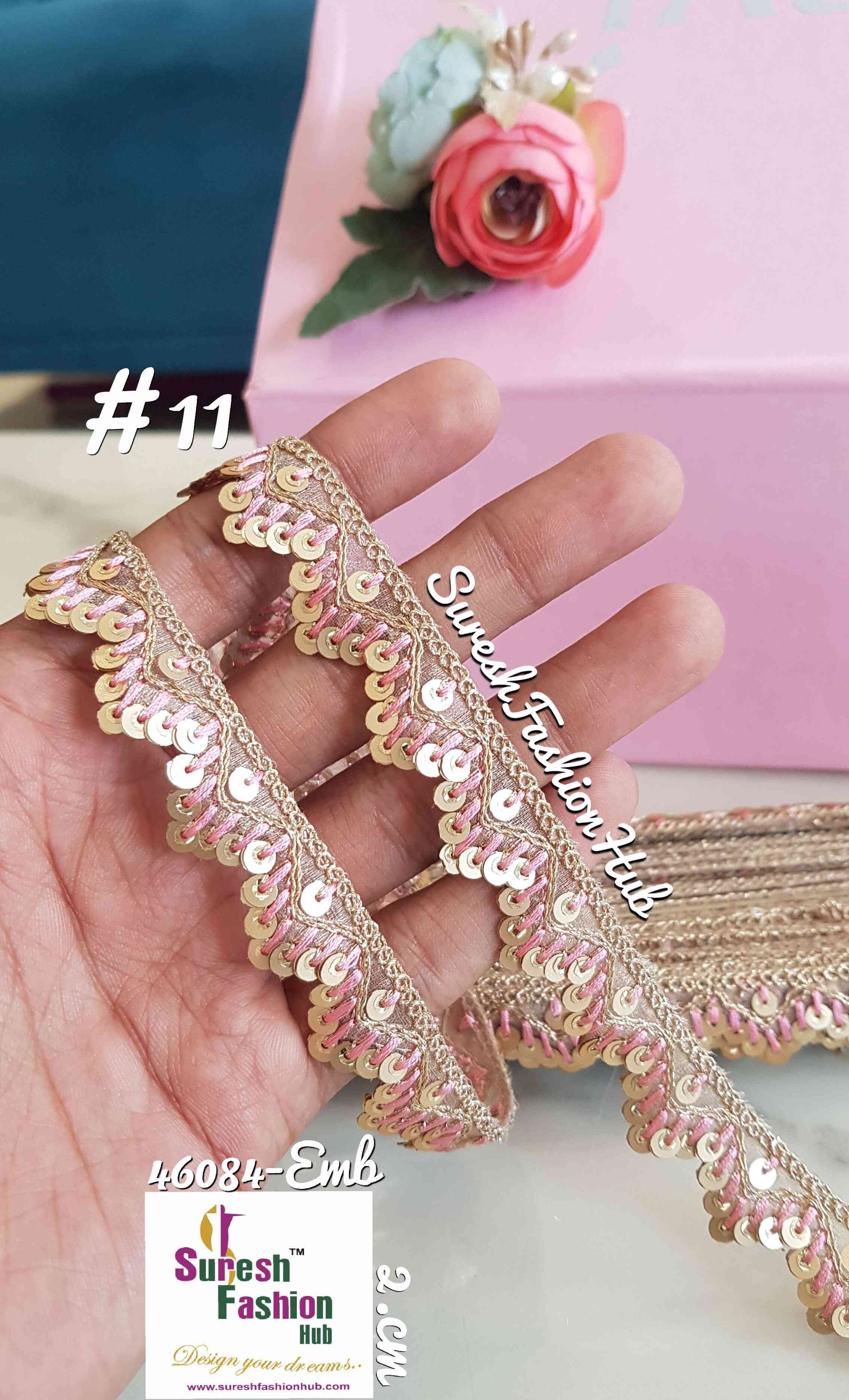 Baby Pink Glimmer Dori Embroidered Lace