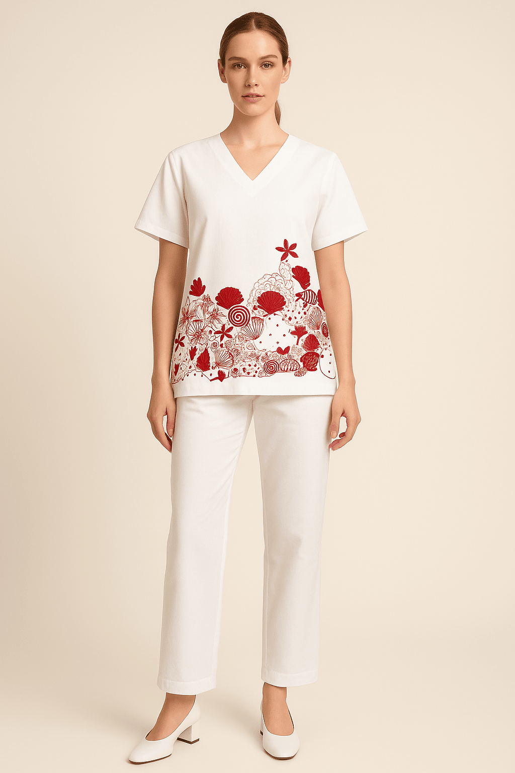 White  embrodiered co-ord set