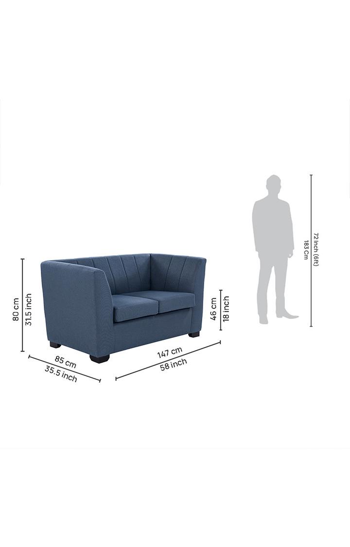 neudot Lexus Sofa for Living Room |2 Persons Sofa|Premium Fabric with Padded Armrest | Solid Wood Frame|2 Seater in Earth Blue Color