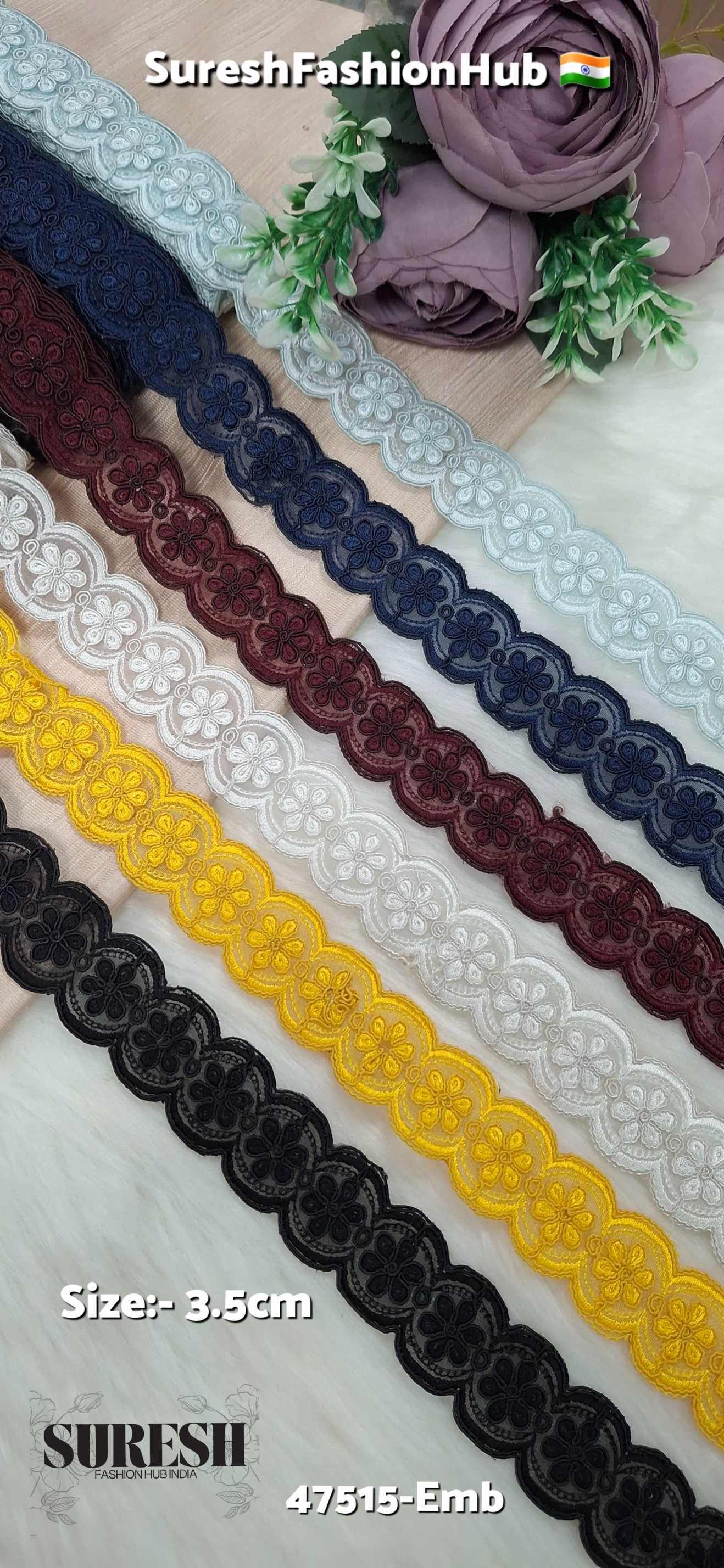 Maroon Bloom Scallop Organza Lace