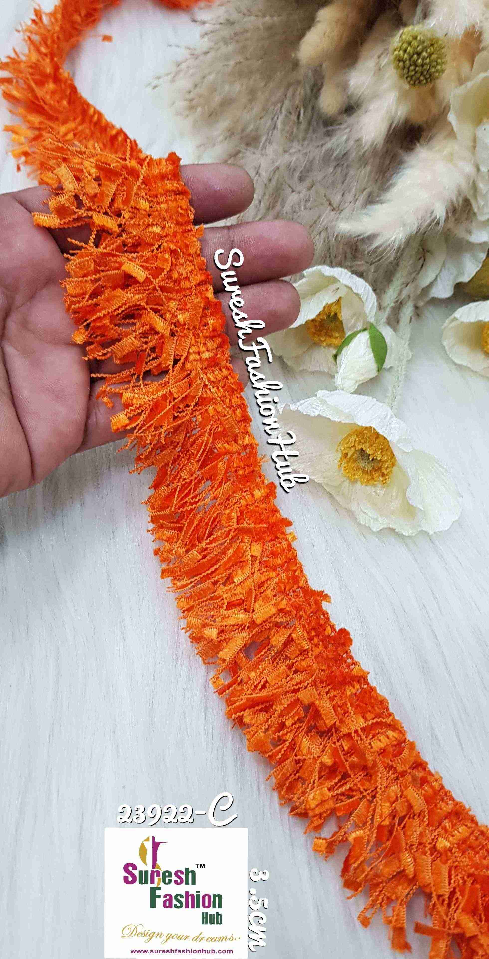 Furry Fringes Bright Orange  Trim