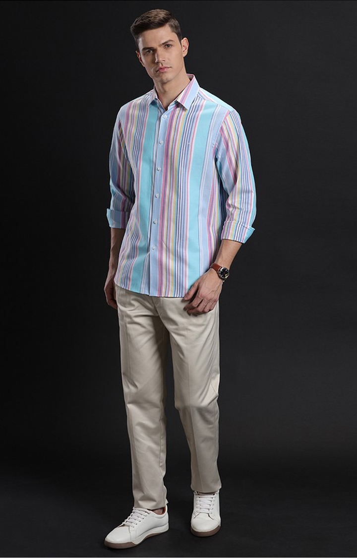 Men's Multi Cotton Striped Casual Shirt