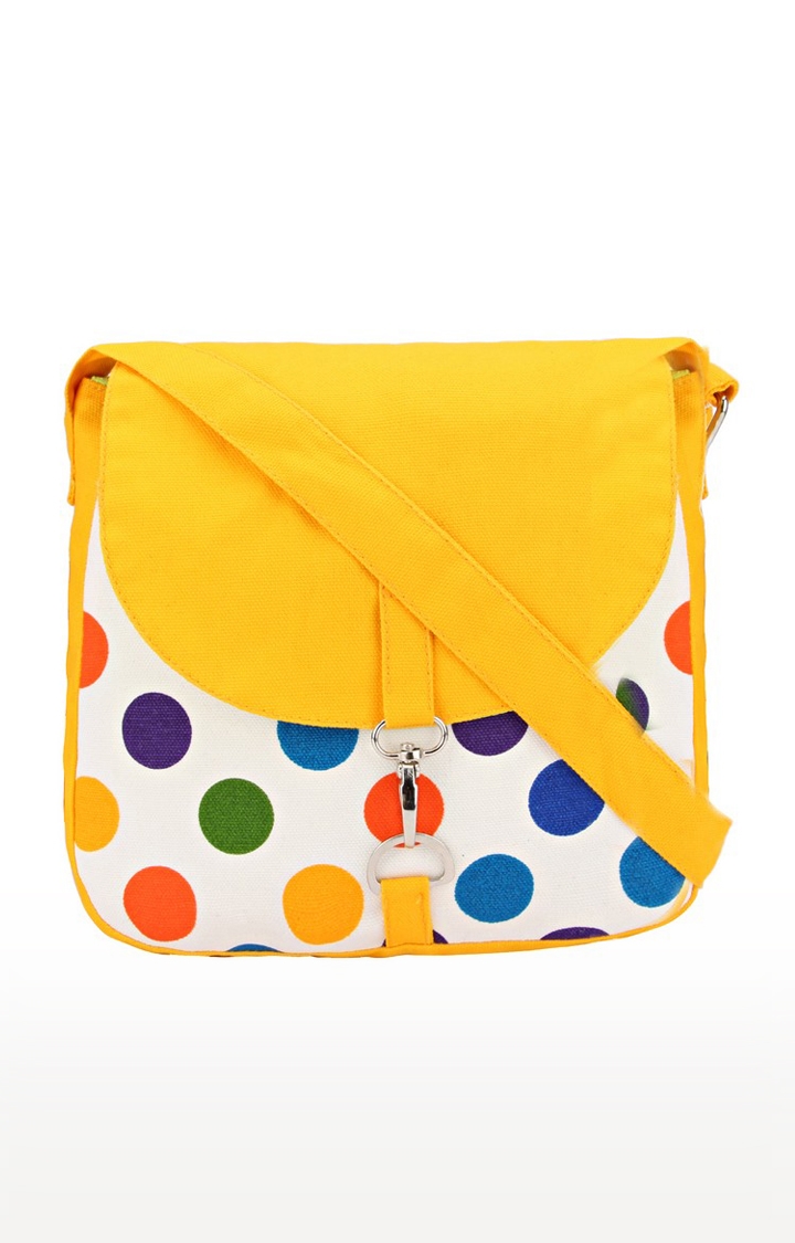 Vivinkaa | Vivinkaa Multi Coloured Polka Dots Canvas Sling Bags 0