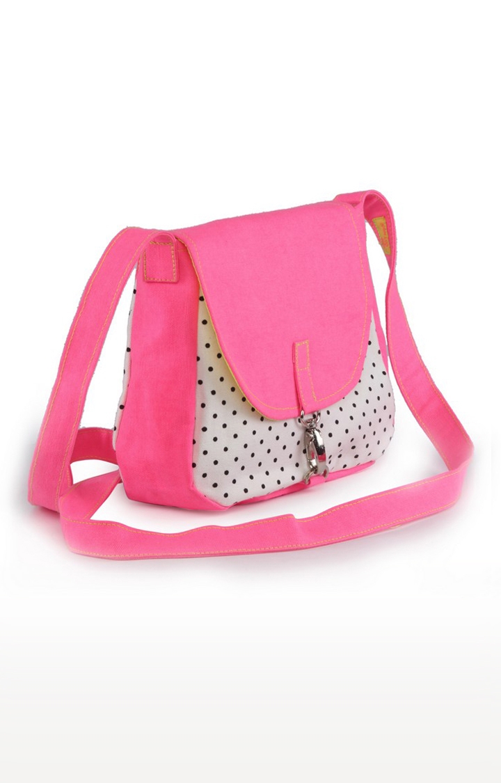 Vivinkaa | Vivinkaa Pink Canvas Polka Dot Sling Bags 2