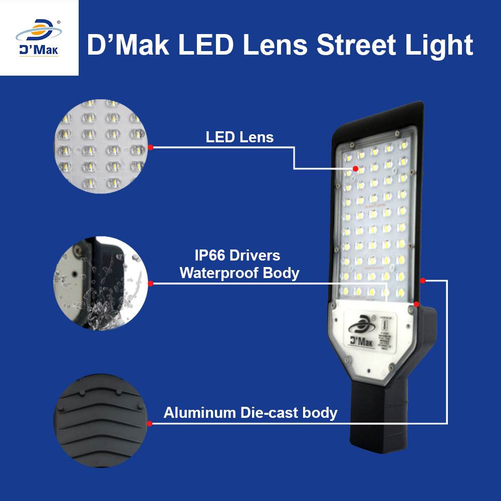 36 Watt Automatic Sensor System LED Street Light With Lens Waterproof IP65 For Outdoor Purposes Colour White Pack Of 1