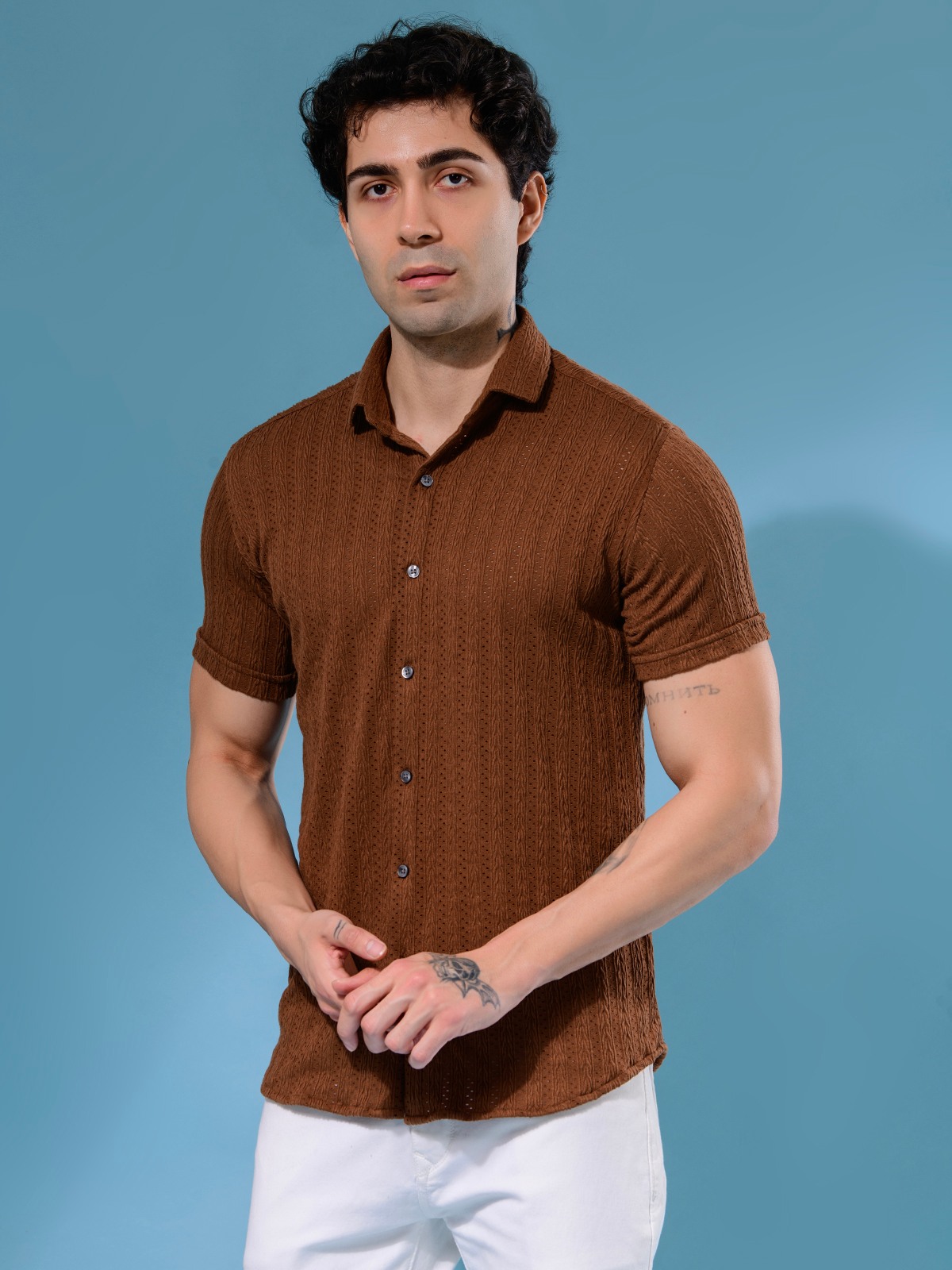 ALBION MENS OLDGARAGE 3 (BROWN) SHIRT