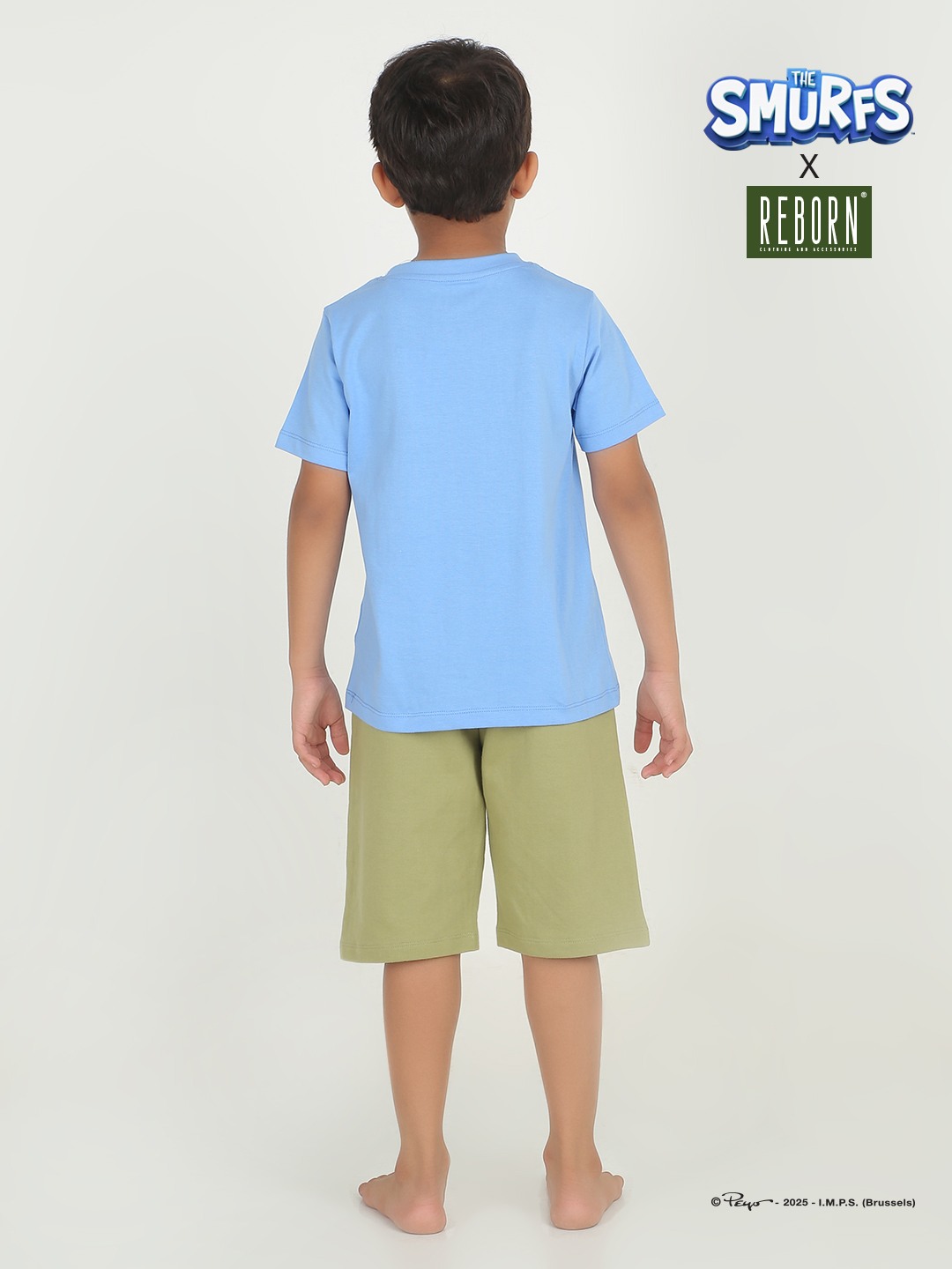 Boys 2 piece chest printed co-ord set- Blue & Sage