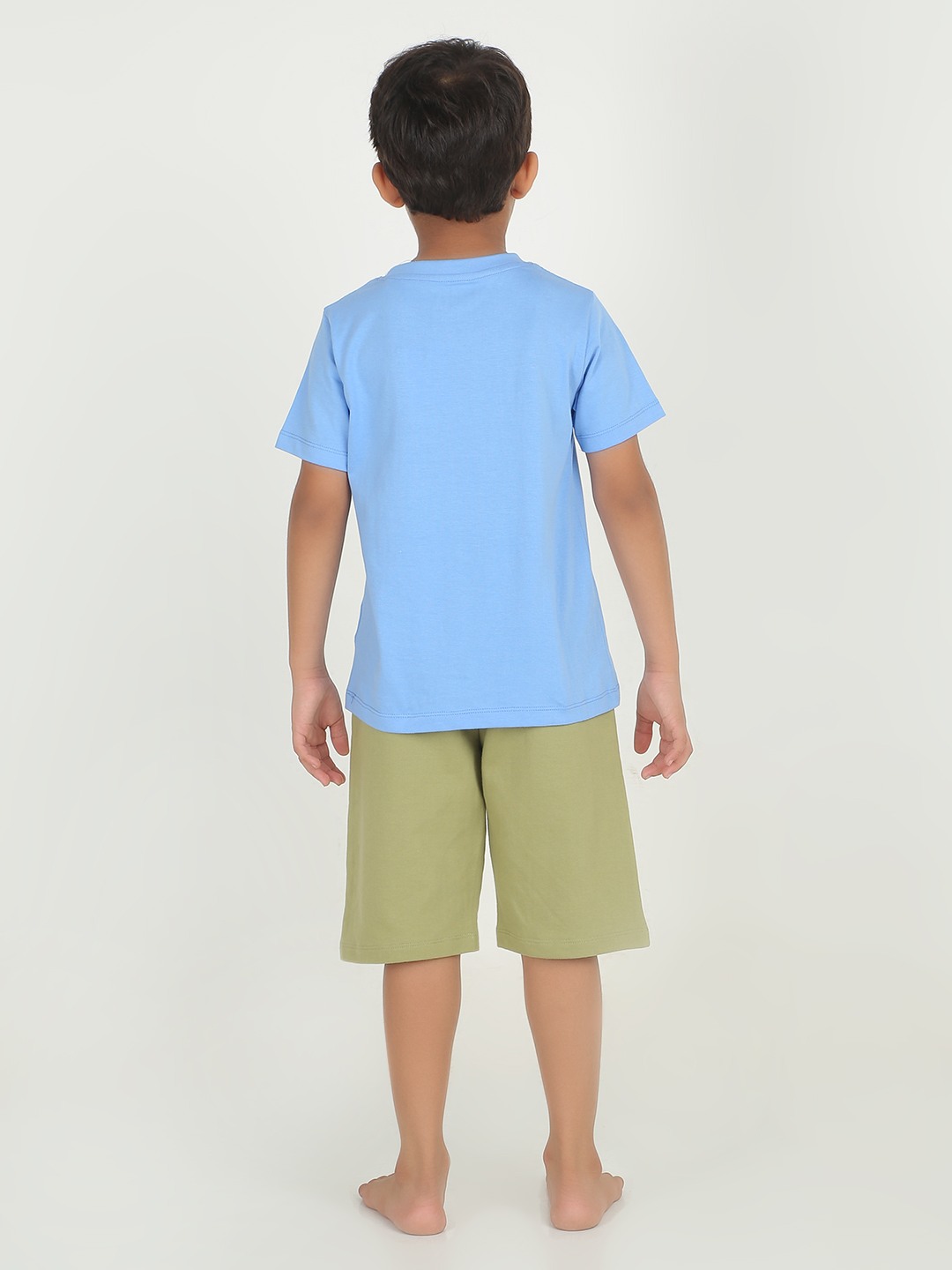 Boys 2 piece chest printed co-ord set- Blue & Sage