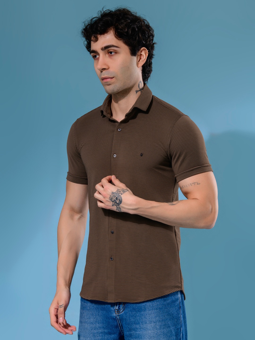 ALBION MENS NEW GARAGE 2 (BROWN) SHIRT