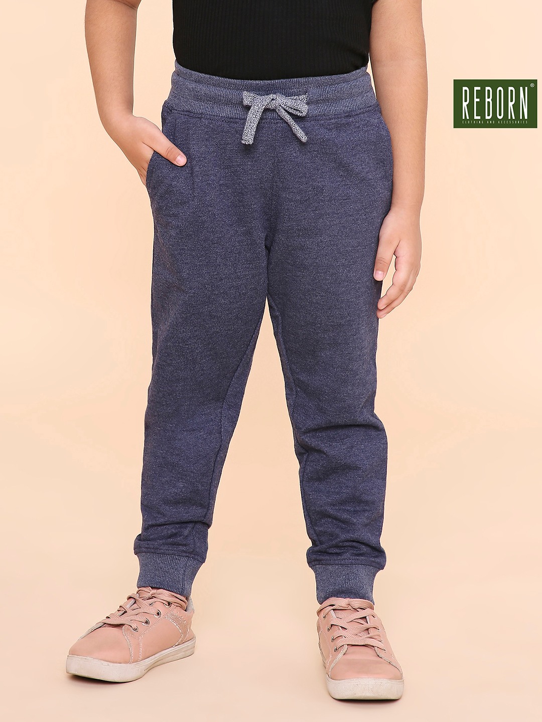Girls Solid Sweatpant - Navy