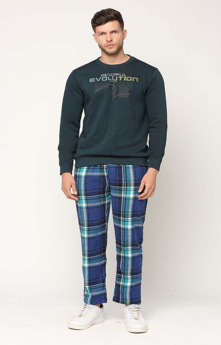 Hemsters | Men's  Blue Checked Trackpants 3