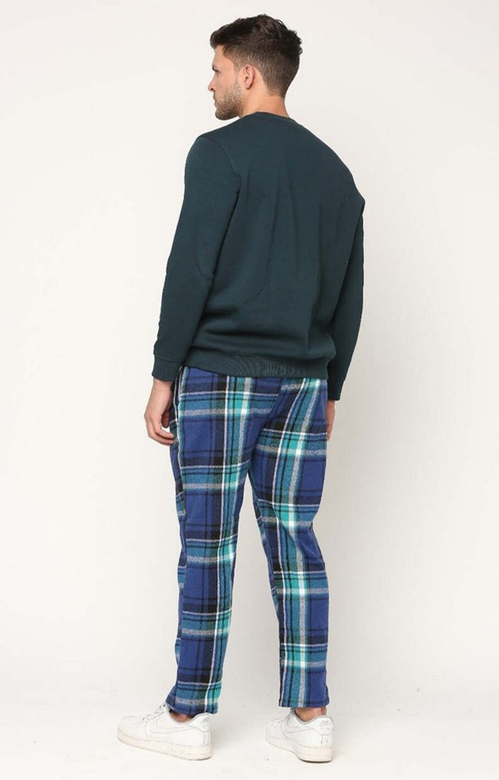 Hemsters | Men's  Blue Checked Trackpants 4