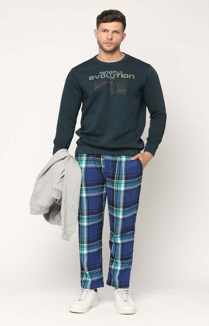 Hemsters | Men's  Blue Checked Trackpants 1