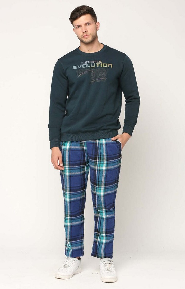 Men's  Blue Checked Trackpants
