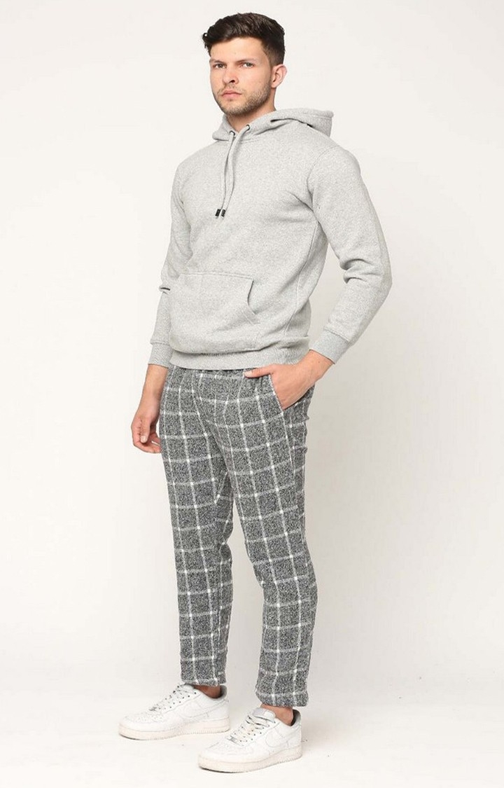Hemsters | Men's  Grey Checked Trackpants 1