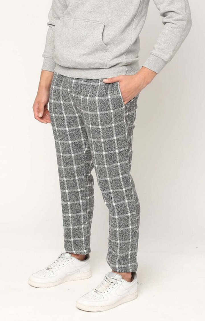 Hemsters | Men's  Grey Checked Trackpants
