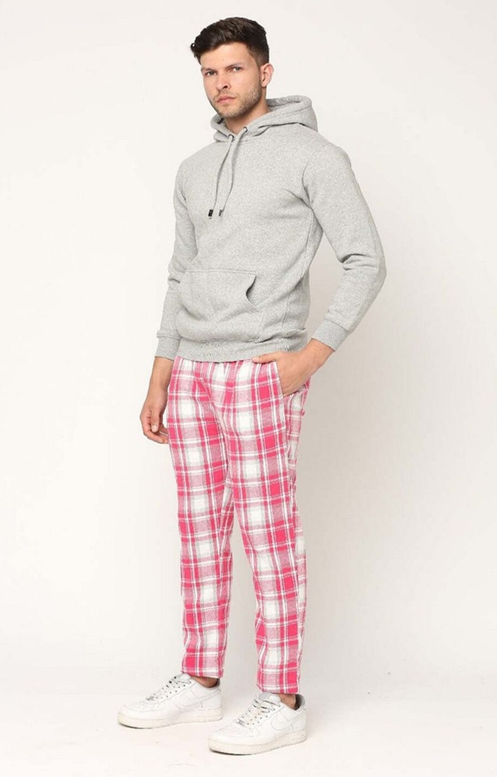 Hemsters | Men's  White Checked Trackpants 1