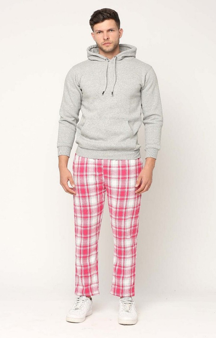 Hemsters | Men's  White Checked Trackpants 2