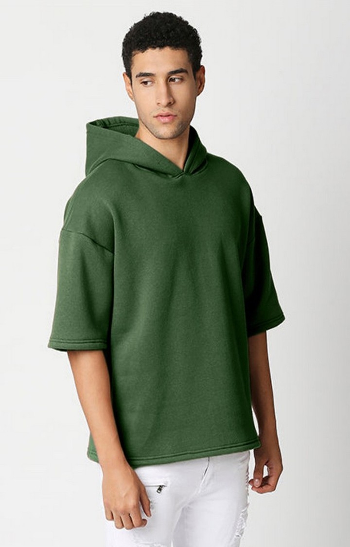 Hemsters | Men Green Solid Hoodies