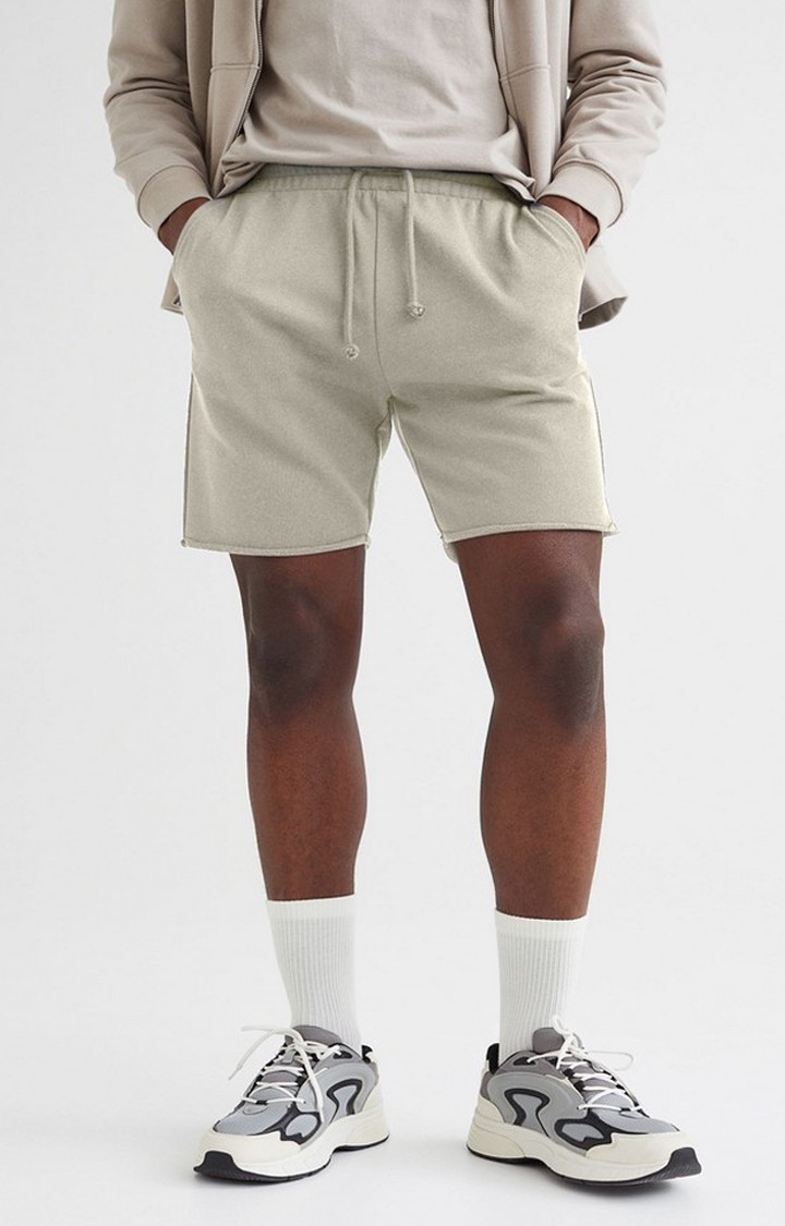 Men's  Beige Solid Shorts