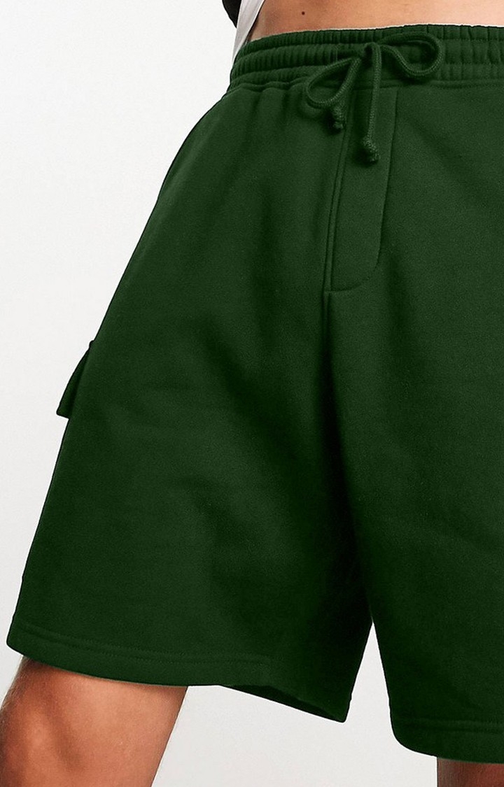 Men's  Green Solid Shorts