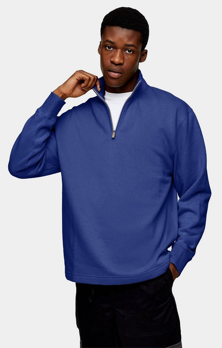 Hemsters | Men Blue Solid Sweatshirts