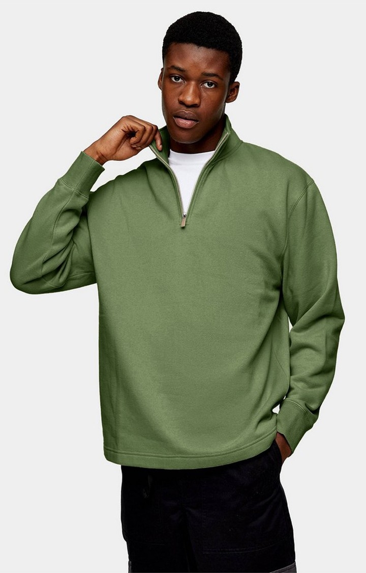 Hemsters | Men Green Solid Sweatshirts