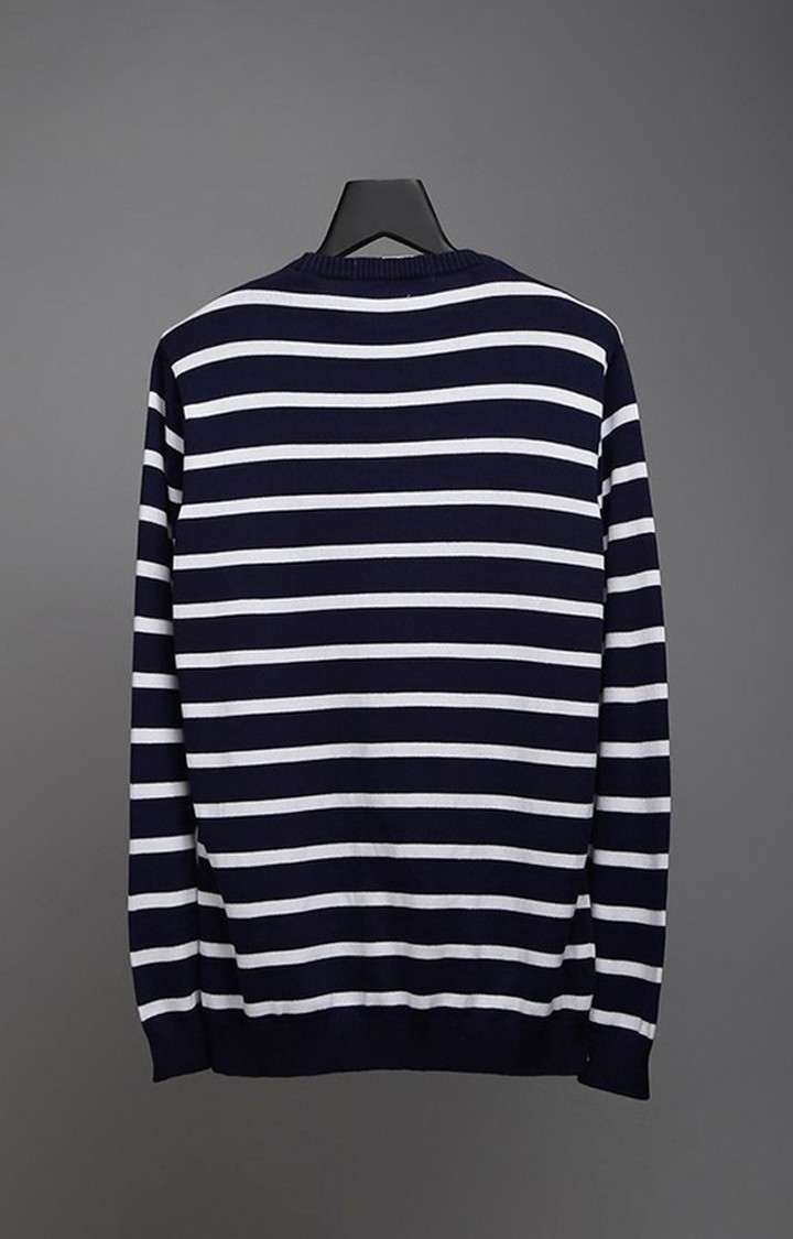 Men Black and White Striped Sweatshirts