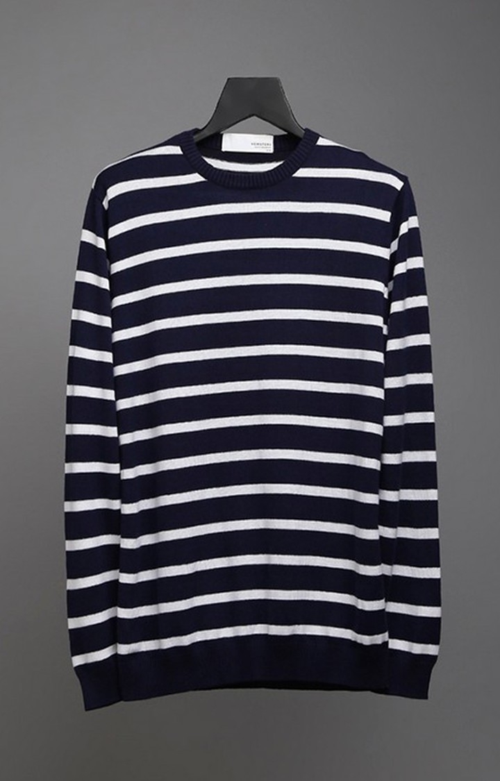 Hemsters | Men Black and White Striped Sweatshirts