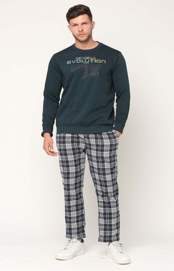 Hemsters | Men's  Blue Checked Trackpants 1
