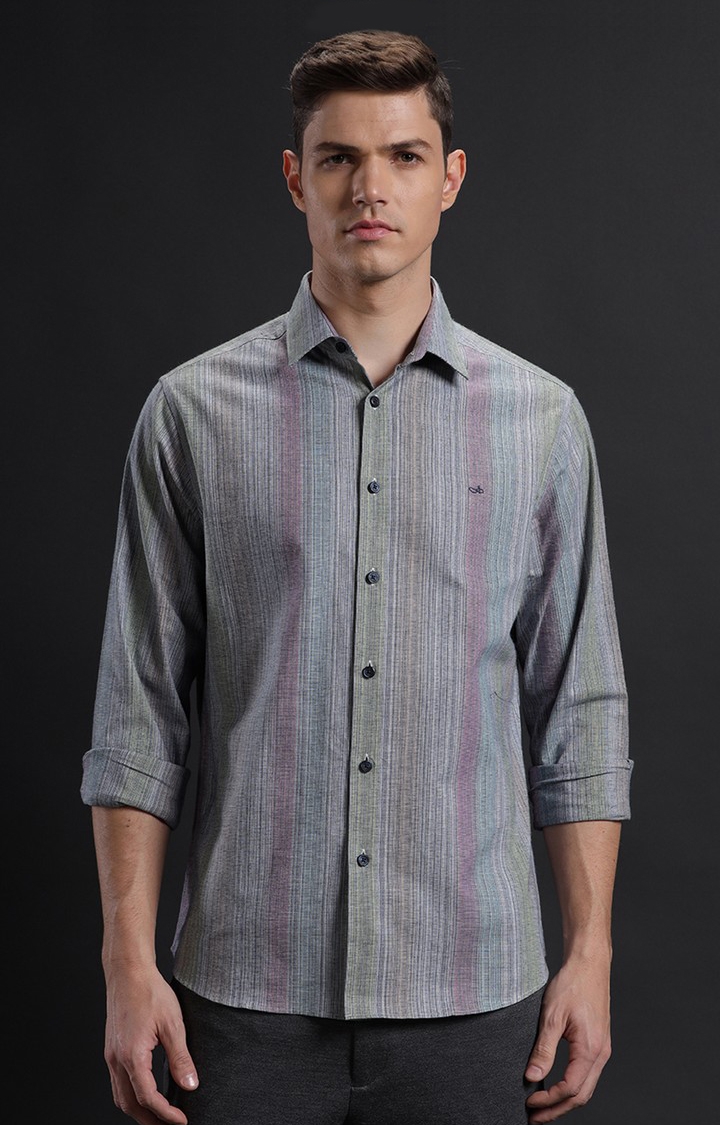 Aldeno | Men's Multicolor Cotton Striped Casual Shirt