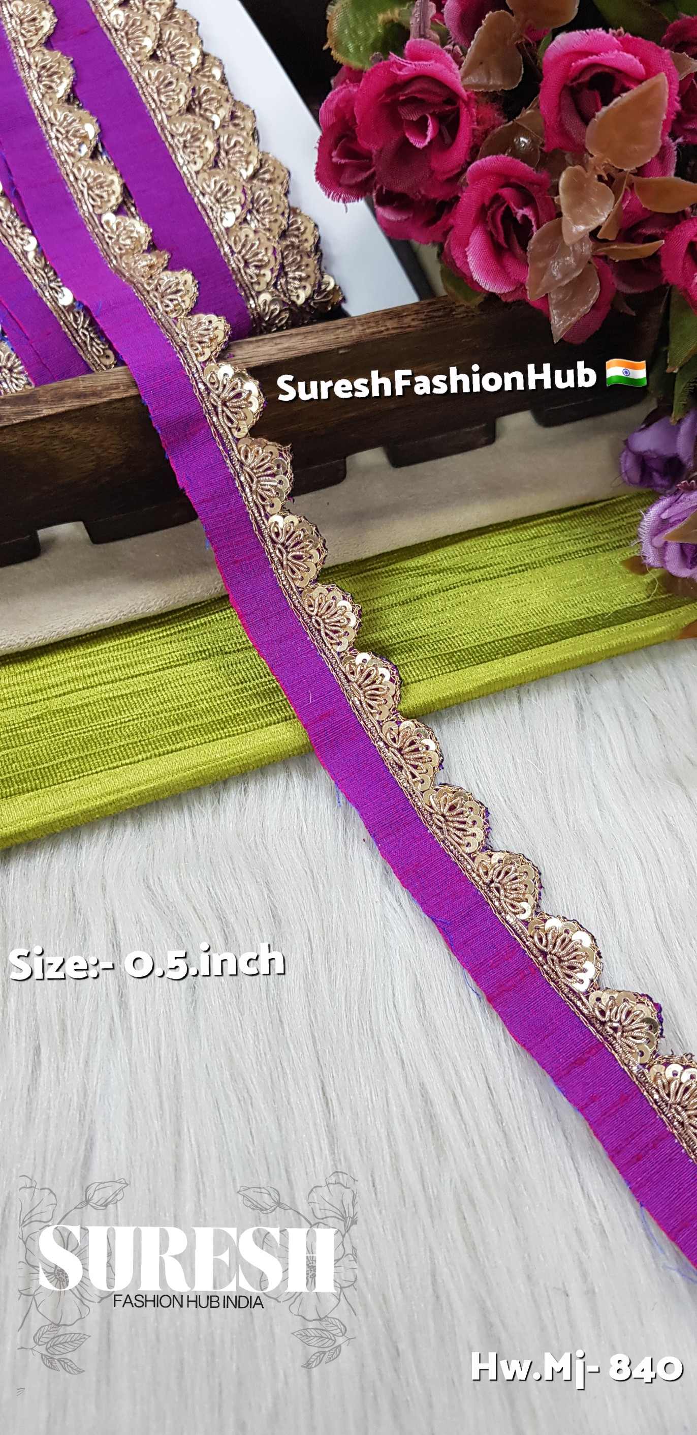 Magenta Zardosi Scalloped Border – Mj-840