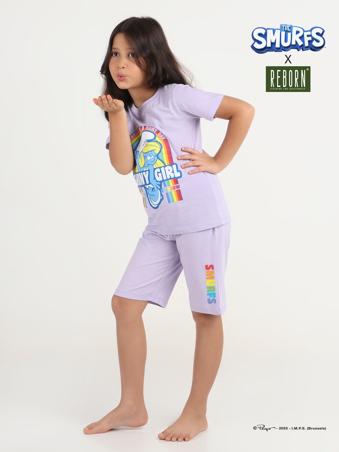 Girls 2 piece chest printed co-ord set- Lavender