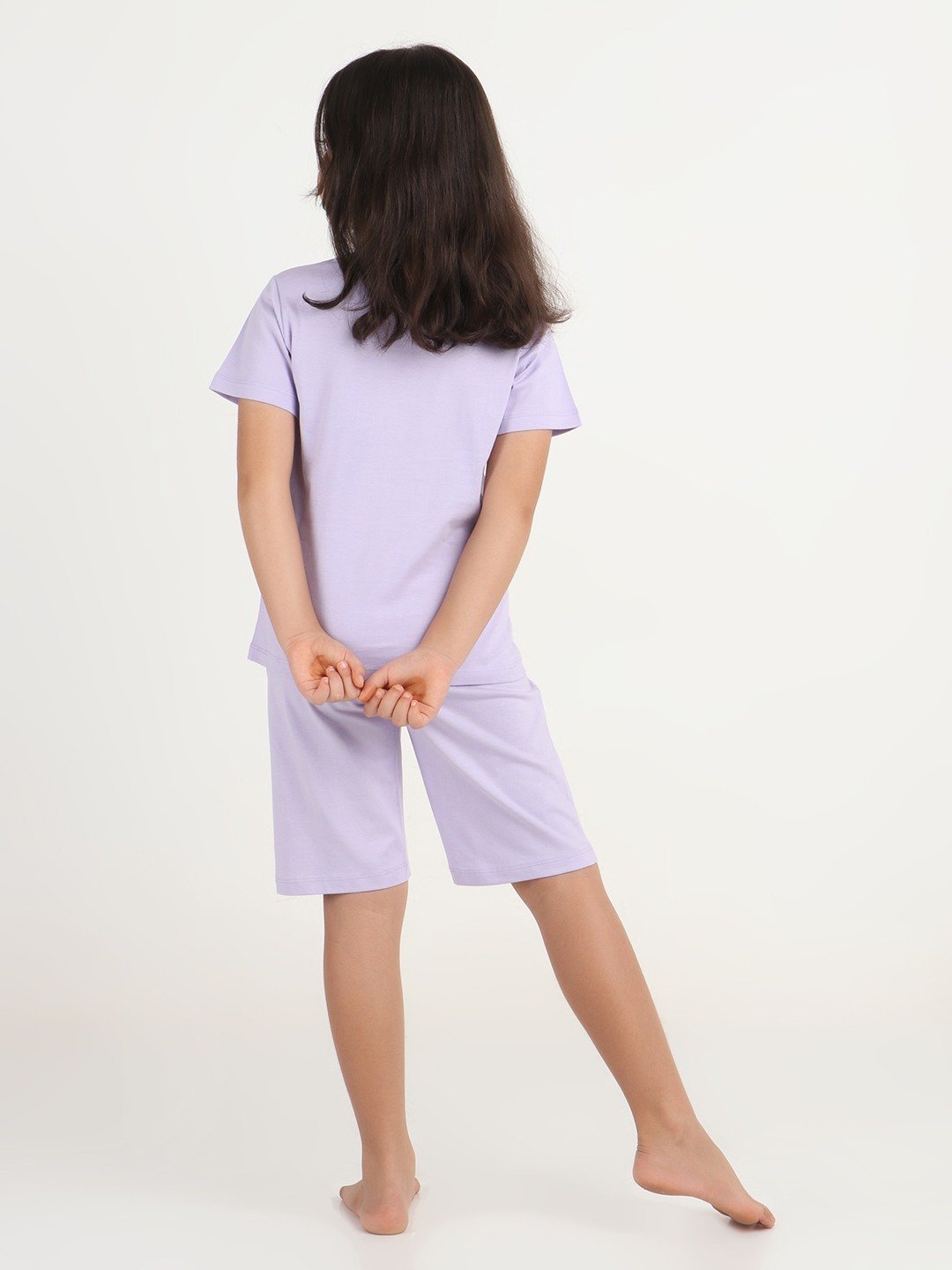 Girls 2 piece chest printed co-ord set- Lavender