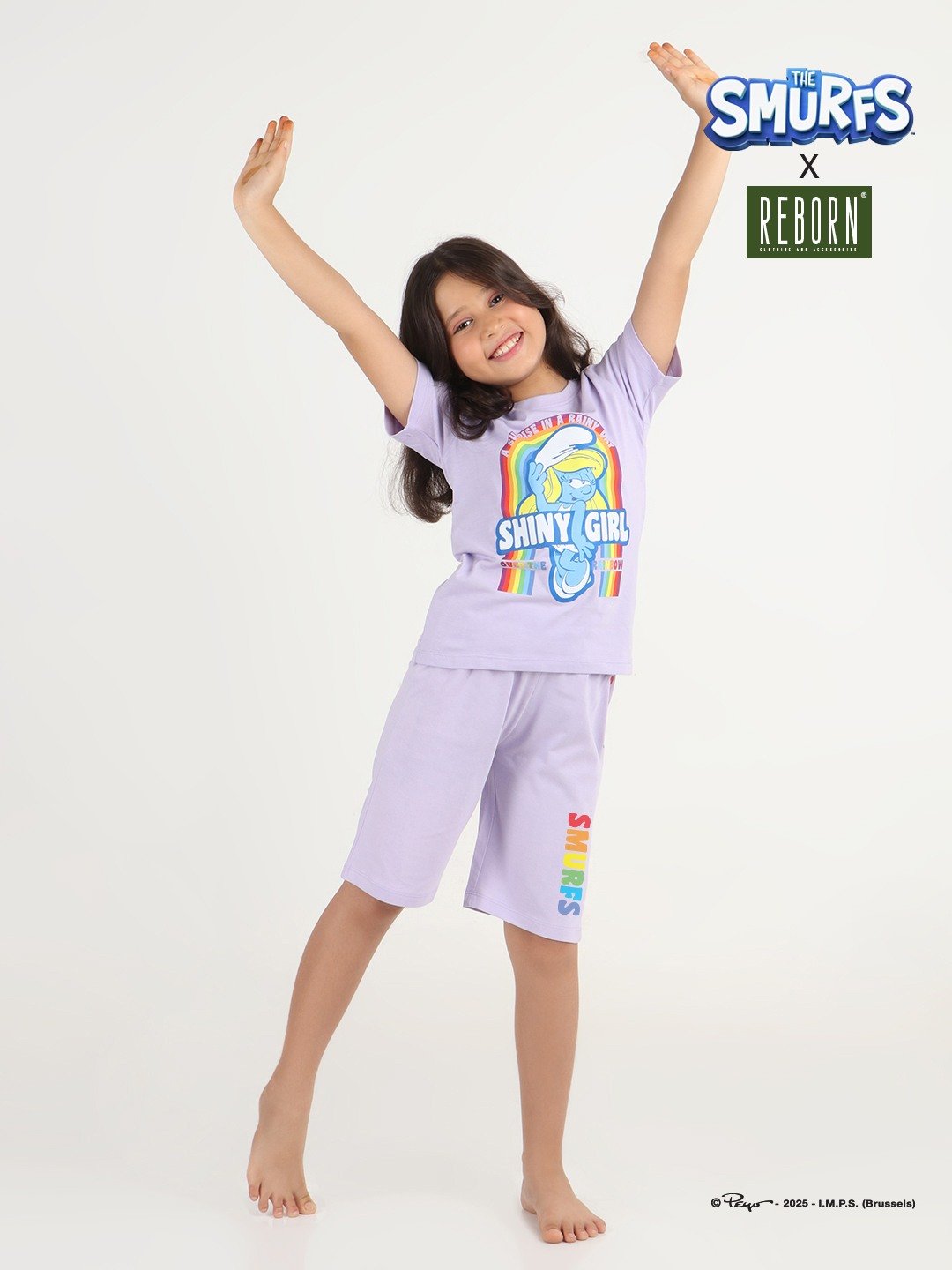 Girls 2 piece chest printed co-ord set- Lavender