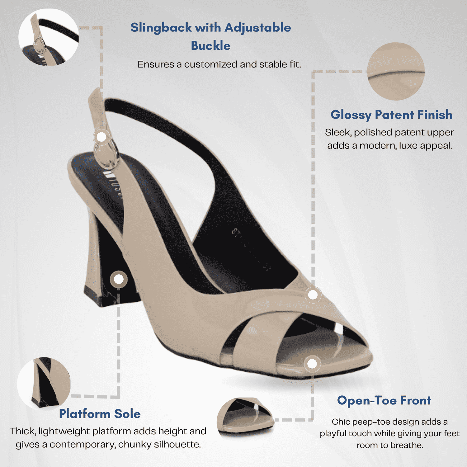 Women Nude Versatile Chunky Heel Sandal