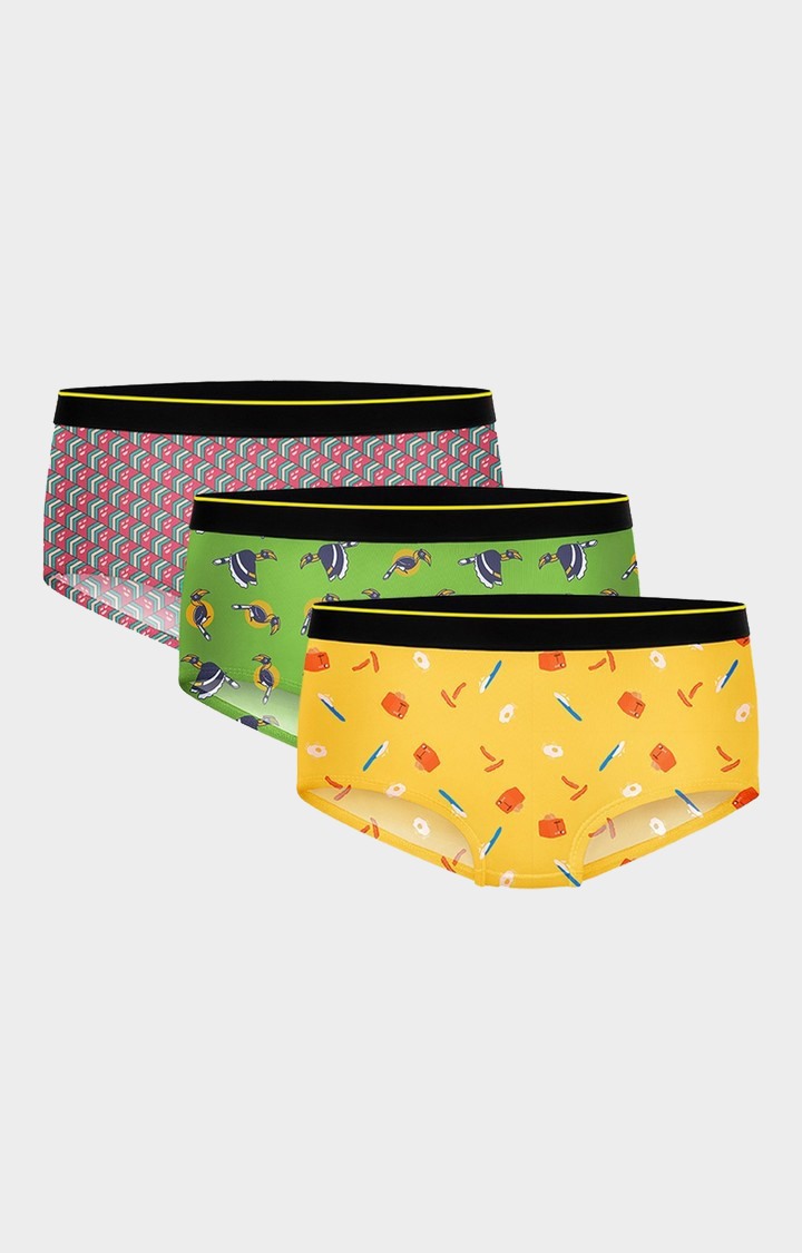 Bummer Brekkie and Chill Bill and Mindsweeper Micro Modal Hipster-Pack of 3 For Women