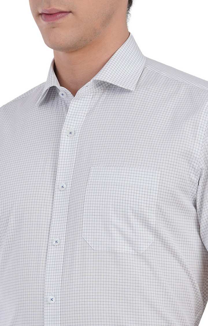 JBR1098/1,WHITE BLUE CHEX ( R ) Men's Blue Cotton Checked Formal Shirts