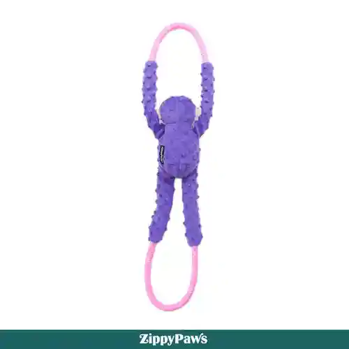 Zippy Paws Rope Tugz Monkey Plush Toy for Dogs, Purple